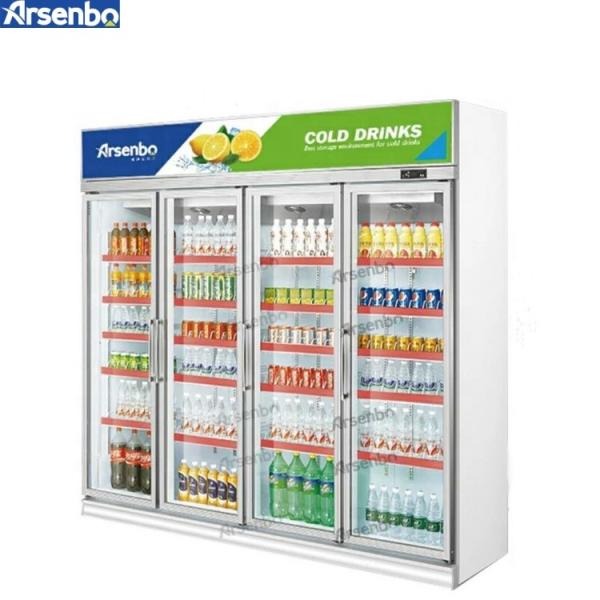 Buy 4 Door Upright Commercial Beverage Refrigerator 2000L For Drinks at wholesale prices