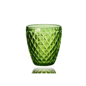 Solid Green 14cm Coloured Whisky Glasses , 350ml Embossed Wine Glasses