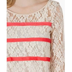 Ladies / Womens Shirts Blouses , Long Sleeve Lace Blouse Pink