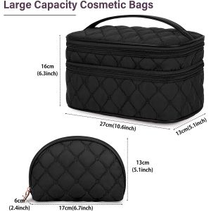 Makeup Portable Travel Cosmetic Bag with Handle Large Double Layer Toiletry Bag 2Pcs Waterproof Make Up Bag for Women