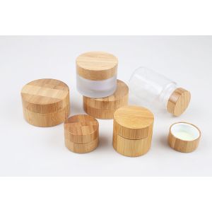 47mm 35ml Refillable Cosmetic Packaging Jars With Bamboo Lids 28/400