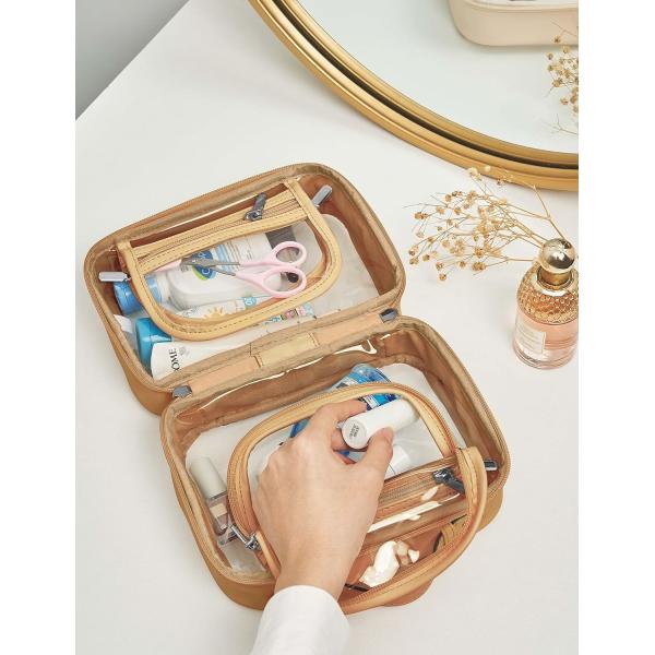 Lightweight Waterproof 2 Layer Travel Toiletry Bag Clear Makeup Bag With Zipper