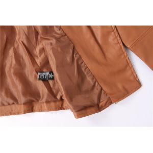 Water Resistant Coffee Faux Leather Bomber Jacket Womens 100% Polyurethane