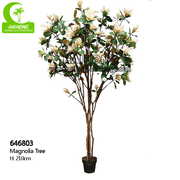 Buy 210cm Height Artificial White Magnolia Tree Fire Resistance at wholesale prices