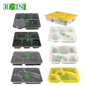 Clear Takeaway 6 Compartment Food Container Microwave Safe With Lid