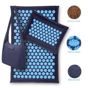 Patent Design Natural Linen Acupressure Mat Foot Shakti Plastic Spikes Massage
