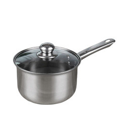 18cm Long handle stainless steel 410 milk pot cooking cookware with glass lid