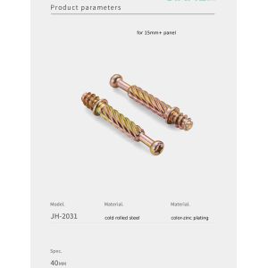 40mm Steel Minifix Connecting Bolts With Cam, Furniture Connector For Panel
