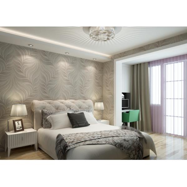Buy Eco - friendly Waterproof Embossed Leaf Wallpaper Embossed Vinyl Material at wholesale prices