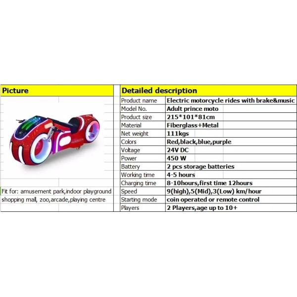 Outside Remote Control Electric Kids Prince Motorbike For 2 Player
