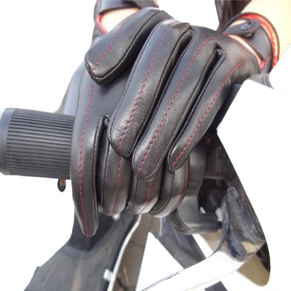 Buy Full Fingers Motorbike Leather Driving Gloves With Knitted Fabric Cuff at wholesale prices