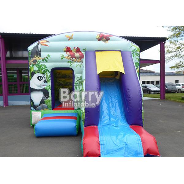 Commercial Jungle Theme Giant Inflatable Combo Tropical Bouncer With Slide