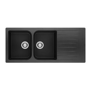 double bowl composite granite kitchen sink with drainboard