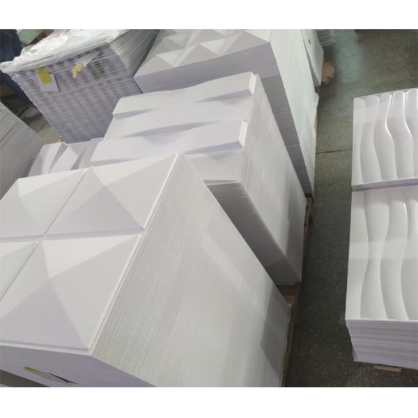 Matt White Fire Resistance 3D PVC Decoration Wall Panel For Lobby Wall