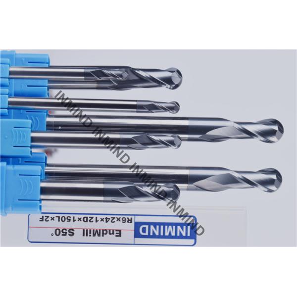 Long Carbide Nose Ball End Mill With Black AlTIN Coating , H6 Tolerance