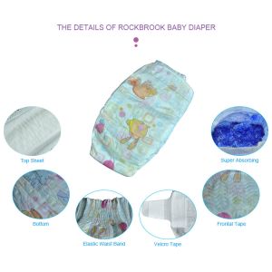 Clothlike PE Printed Backsheet Disposable Baby Diapers With Spandex Elastic