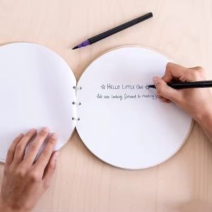 Handcrafted Plywood Baby Shower Souvenir Guestbook Milestone Wooden Circles