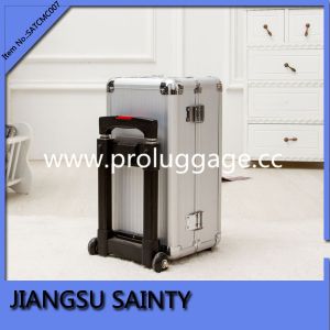 SATCMC007 silver striped ABS surface cosmetic rolling case