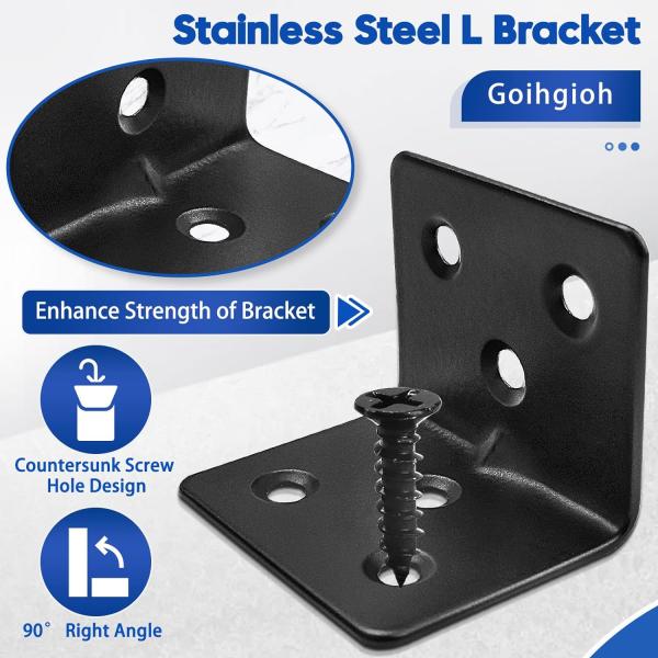 Metal Steel Bracket Standard 90 Degree L Shaped Corner Brace for Wood Cabinets Shelves