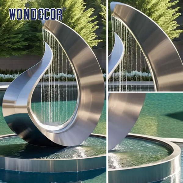 Outdoor swimming pool metal decoration abstract geometric musical symbols stainless steel sculpture