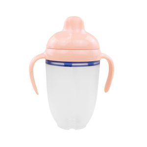 EN1400 5.07oz Silicone Baby Milk Bottle Clear Pink Blue