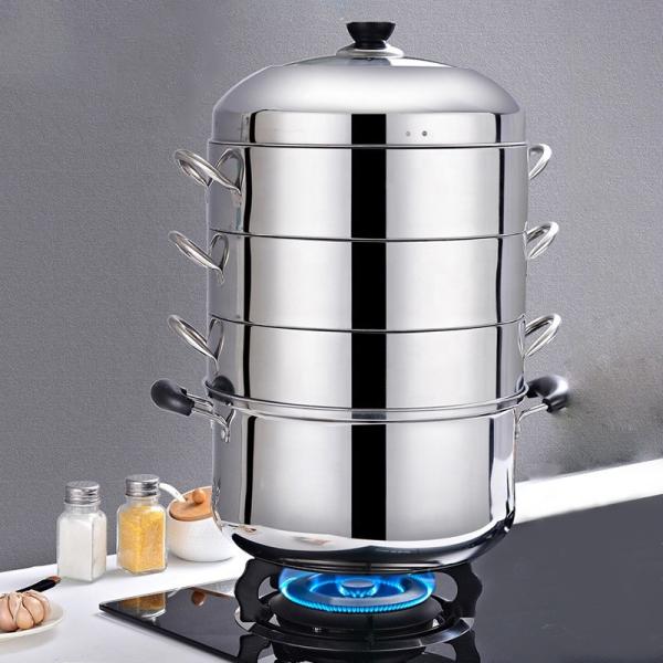 Buy New Arrival Kitchen Industrial Steamer Pot Cookware Mutil Layer Stainless Steel Steamer Pot With SS Handle at wholesale prices