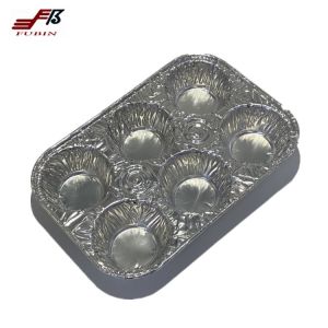 6 Compartment Aluminum Foil Muffin Pan 335ml Rectangular