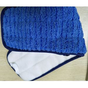 China Microfiber 13*47cm Scrubber Rigid Wire Blue Piping Coral Fleece Wet Mop Pads on sale