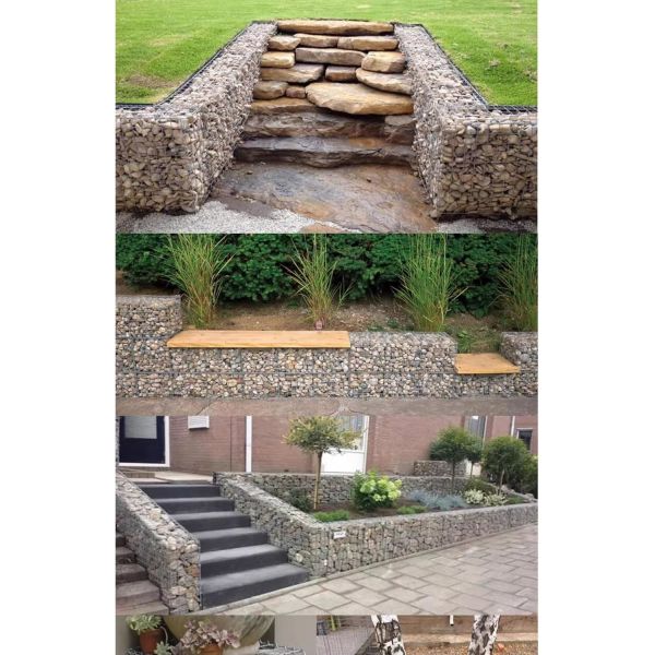 Gabion Mesh Wire Wall Panel, Galvanized Steel Gabion Wall With Covers, Garden Stone Wire Basket Fencing Gabion Mesh Wire Wall with Covers Galvanized