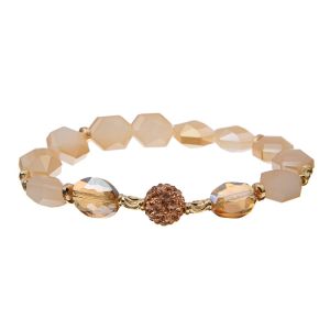 China Light Champagne Hexagon Crystal Beads Bracelets With Champagne Shambhala Ball on sale