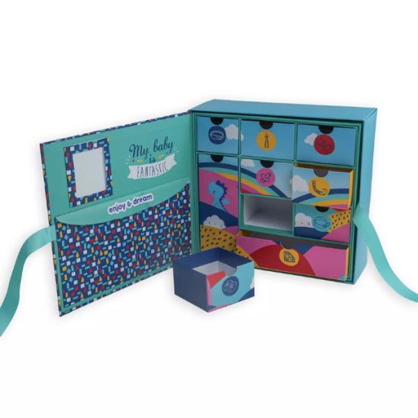 Buy Baby Shower Rigid Gift Boxes Calendar With Drawers Packaging at wholesale prices