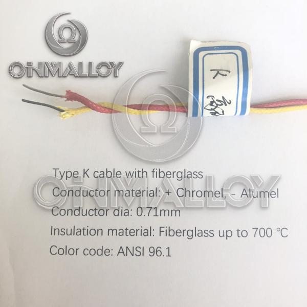 Buy 0.71mm Type K Thermocouple Wire ANSI Fiberglass Insulation 700 Degress at wholesale prices