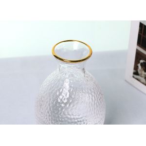 200ml Hammered Gold Rimmed Crystal Glass Sake Bottle