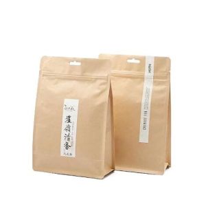 Printing Food grade kraft paper bag wholesale with clear window and zipper for