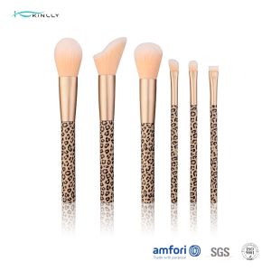 6pcs Full Printing Aluminium Ferrule Plastic Makeup Brushes