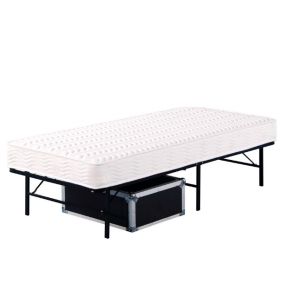 Modern Design Style Black Folding Metal Bed with Mattress Portable and