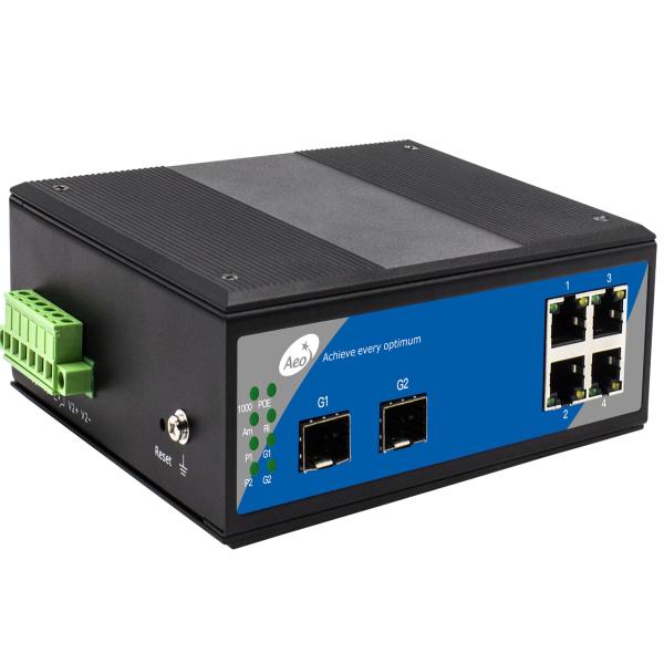 Managed Ring Loop SFP Fiber Switch 2 Gigabit SFP Slots + 4 Gigabit Ethernet