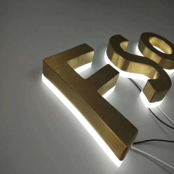 Buy Gold Brush Stainless Steel Backlit Signs Metal Letters at wholesale prices