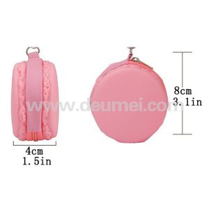 Newly Promotional Macarons Kids Silicone Lady Purse Wallet with Zipper