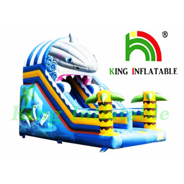 Single Lane 0.55mm PVC Tarpaulin Inflatable Dry Slide / CE Shark Inflatable