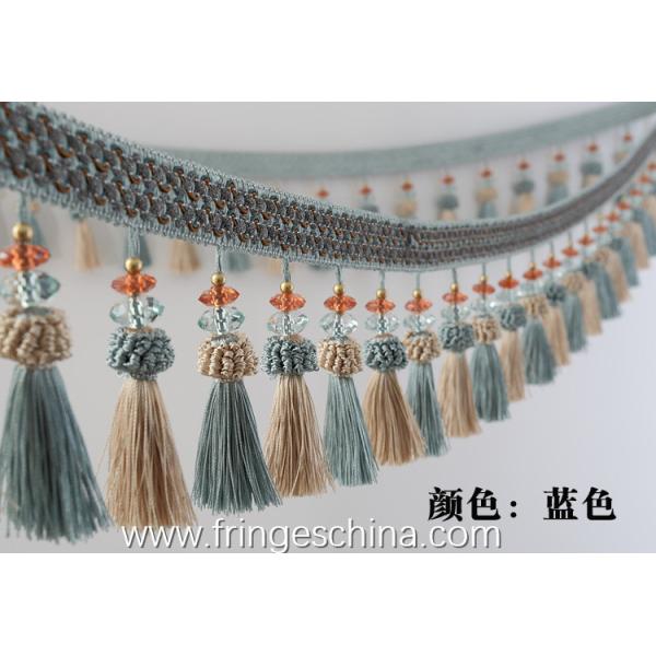 Handmade fashionable chain beads lace tassels fringes for curtain/sofa/pillow/stage decoration