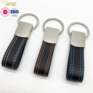 Wholesale New Luxury Metal Pu Leather promotional Keychain Sublimation Keychains