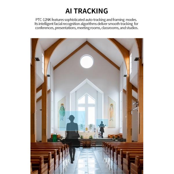 PTC-12NK NDI HX2 PoE HD-MI 3G-SDI 4K30 UHD IP Broadcasting Auto Tracking Video Conference PTZ Camera