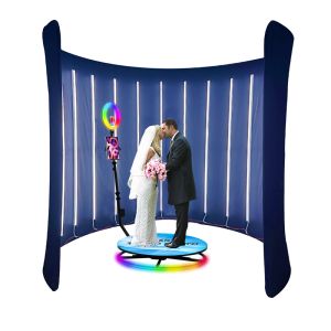 Custom Rotary 360 Selfie Booth Metal / Glass Design Lightweight