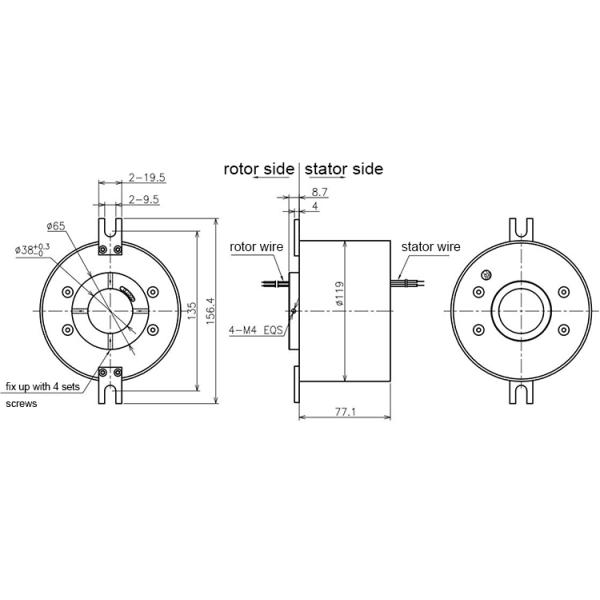 380VAC 5 Circuits Through Bore Slip Ring Transmitting RS485 Signal Of ID38mm