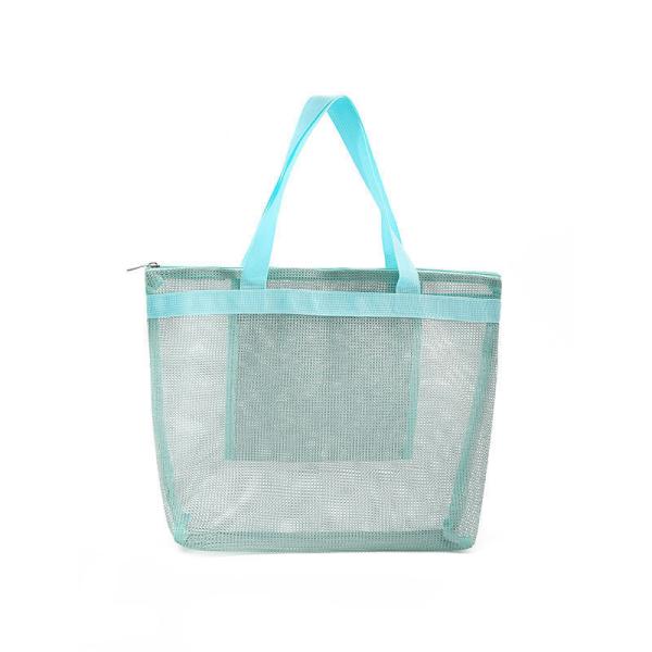 Summer Vacation Hand Mesh Raffia Tote Bags Waterproof With Zipper