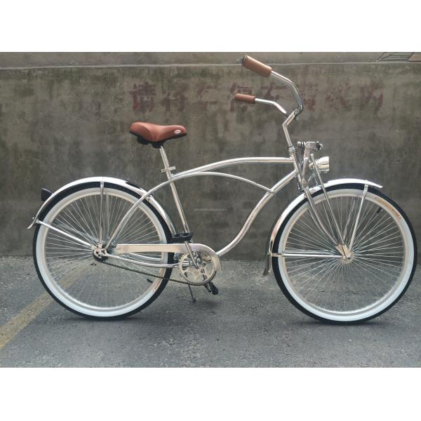 1 Speed Alloy Stem CP Silver Polish Color Fork 26*2.125 26" Men's Beach Cruiser Bike