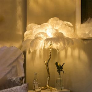 Nordic Ostrich Feather table lamp Palm Tree table lights Interior Lighting(WH