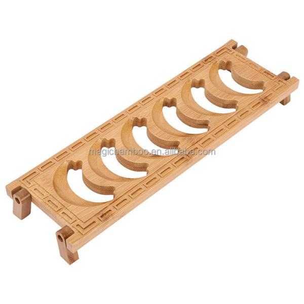 CE / EU Certified Rectangle Bamboo 6 Grid Teacup Holder for Kung Fu Tea Set Accessories