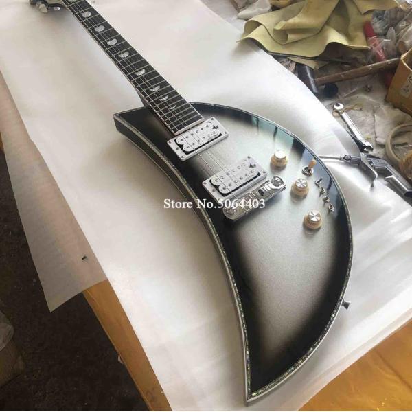 Outlet 6 string electric guitar moon guitar in silver paint rosewood fingerboard kinds color is available free shipping